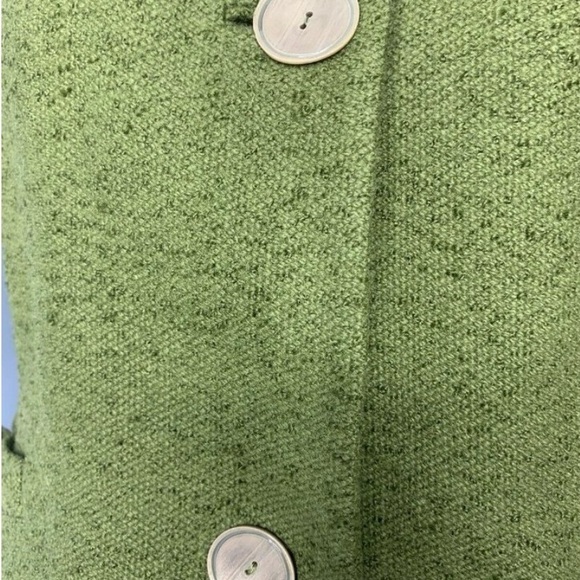 Green Wool Coat with Brown Fur Trim - Picture 6 of 12